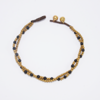 Double beaded anklet - black