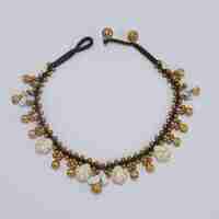 Macrame anklet with white stones