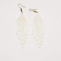 Mexican beaded earrings - snow