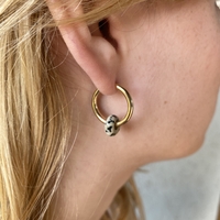 Gold plated hoop earrings with a stone bead - dalmatian