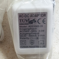 שנאי AC ל DC 230v ac  50Hz  ל 3V DC 300ma   הספק 3.5 וואט