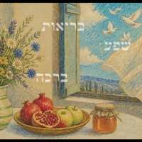גלויית שנה טובה מרגשת הכוללת ברכה אישית וברכות של בריאות, שפע וברכה.