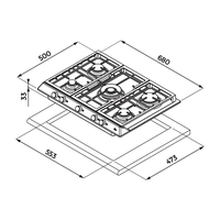 כיריים גז 5 להבות דגם EX-70.1 5G תקה TEKA