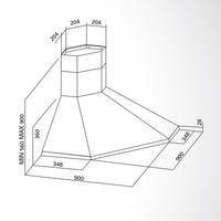 קולט אדים ארובה פינתי דגם CORNER BO105 בומפני Bompani