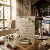 ברכת העסק מלבנית בדגם דמוי אבן עם שברים עמוקים