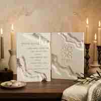 ברכת העסק מלבנית בדגם דמוי אבן עם שברים עמוקים