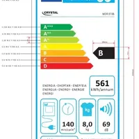 מייבש כביסה קונדנסור 8 ק”ג דלת שחורה Crystal MDR870B
