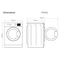 מכונת כביסה 8 קג 1200 סלד BLDC PRF80 אינוורטר לבן פירלס Peerless
