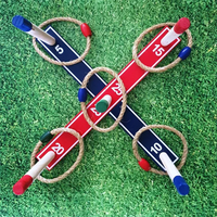 משחק מעץ לגינה/חצר: קליעה למטרה השחלת טבעות – RING TOSS