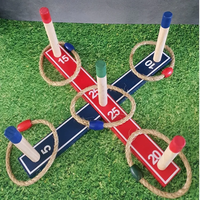 משחק מעץ לגינה/חצר: קליעה למטרה השחלת טבעות – RING TOSS
