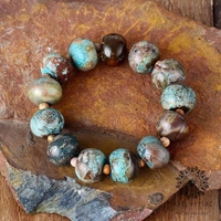 Handmade Natural Stone Jasper Beaded Stretchy Yoga Mala Bracelet - Bohemian Jewelry