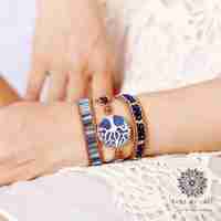 Elegant 3 Strand Tree of Life Charm Leather Wrap Bracelet - Handmade Beaded Bohemian Cuff