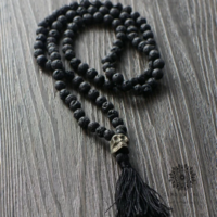 Men's Handmade Lava Stone Necklace with Pyrite Skull Pendant and Tassel