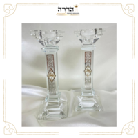 זוג פמוטי קריסטל מהודרים עם פלקטה