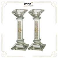זוג פמוטי קריסטל מהודרים עם פלקטה