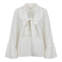 LUNNA Linen Blouse Embroidered cream