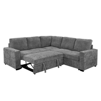 סלון פינתי מודולרי נפתח למיטה זוגית עם ארגז מצעים דגם לאטי LATTI אפור כהה