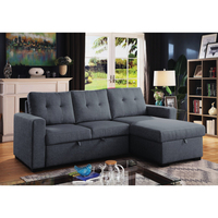 מערכת ישיבה פינתית נפתחת למיטה זוגית עם ארגז מצעים דגם VIVA אפור כהה