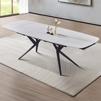 שולחן אוכל אבן קרמית באורך 1.6 מ' נפתח ל- 2.4 מ' עם רגלי ברזל דגם ספיישל