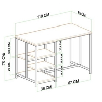 אי למטבח מעץ בשילוב מתכת דגם YM100111 צבע חום WALNUT
