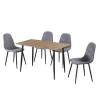 פינת אוכל קומפקטי שולחן ו4 כסאות מרופדים דגם לואיס LEWIS כסא אפור