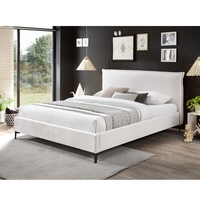 מיטה זוגית מרופדת בד קטיפתי עם רגלי ברזל דגם ספייס קרם