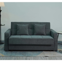 ספה מעוצבת נפתחת למיטה זוגית עם ארגז מצעים בבד קטיפתי דגם מאיה אפור