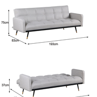 ספה נפתחת למיטה מבד אריג רחיץ ודוחה כתמים דגם בריסל שחור