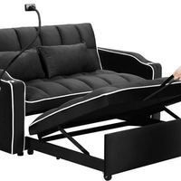 ספה נפתחת למיטה זוגית עם טעינת USB דגם לאציו LAZIO-2 שחור