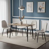 פינת אוכל קומפקטי שולחן ו4 כסאות מרופדים דגם לואיס LEWIS כסא בז'