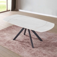 שולחן אוכל אבן קרמית נפתח עם רגלי ברזל דגם טייפון סהרה