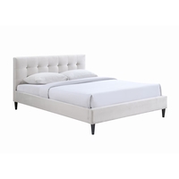 מיטת זוגית מרופדת בד עם ראש מיטה מעוצב דגם ארט קרם