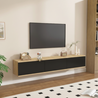 מזנון צף ברוחב 180 דגם אלונה ALONA אלון משולב דלתות שחורות