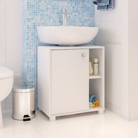 ארון אמבטיה ברוחב 54 עם דלת ותאי אחסון דגם ברנדה BRENDA לבן