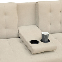 ספה תלת מושבית נפתחת למיטה עם משענת יד פונקציונלית לכוסות וטעינה מובנת דגם מאצו MEZZO חום בהיר (בז')