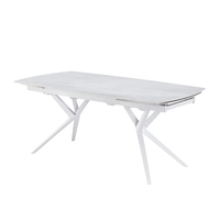 שולחן אוכל אבן קרמית באורך 1.6 מ' נפתח ל- 2.4 מ' עם רגלי ברזל דגם אוליבר