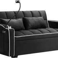 ספה נפתחת למיטה זוגית עם טעינת USB דגם לאציו LAZIO-2 שחור