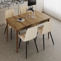 פינת אוכל מלבנית נפתחת מעץ איכותי כולל 4 כסאות דגם מלטה