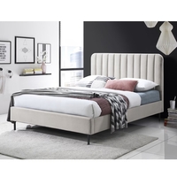 מיטה וחצי למזרן 120×190 מרופדת בד עם ראש מיטה מעוצב דגם ארט קרם