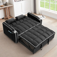 ספה נפתחת למיטה זוגית עם טעינת USB דגם לאציו LAZIO-2 שחור