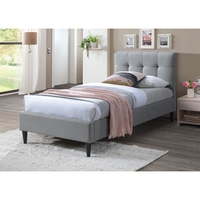 מיטת יחיד למזרן 90×190 מרופדת בד עם ראש מיטה מעוצב דגם ארט אפור