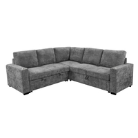 סלון פינתי מודולרי נפתח למיטה זוגית עם ארגז מצעים דגם לאטי LATTI אפור כהה