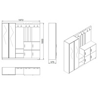 ארון בגדים עם 2 דלתות מראה ו-6 ווי מעילים דגם Amaranthus לבן