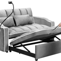 ספה נפתחת למיטה זוגית עם טעינת USB דגם לאציו LAZIO-2 אפור בהיר