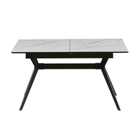 שולחן אוכל נפתח 1.4-2.4 מ' עם רגלי ברזל דגם סנטוריני-לבן