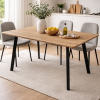 שולחן אוכל מלבני 120×70 ס״מ עם רגלי מתכת שחורות דגם גולן GOLAN