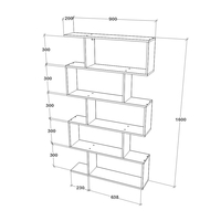 ספריה כוורת זיגזג ברוחב 90 בעיצוב מודרני דגם ורד לבן