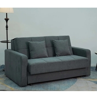 ספה מעוצבת נפתחת למיטה זוגית עם ארגז מצעים בבד קטיפתי דגם מאיה אפור