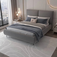 מיטה זוגית מעוצבת ריפוד בד קטיפתי עם ארגז מצעים מעץ דגם מליסה אפור