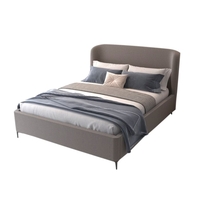 מיטה זוגית מעוצבת ריפוד בד בוקלה עם ארגז מצעים מעץ דגם בובה אפור כהה